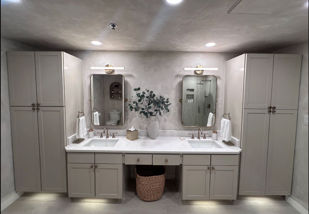 Double vanity from a completed master bathroom remodel